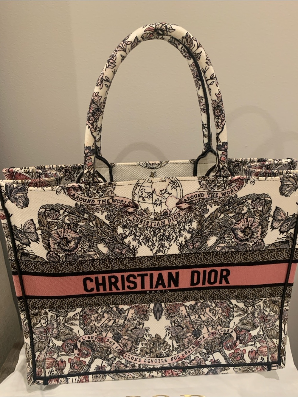 Dior Cream & Pink Toile de Jouy Book Tote - Picture 4 of 6